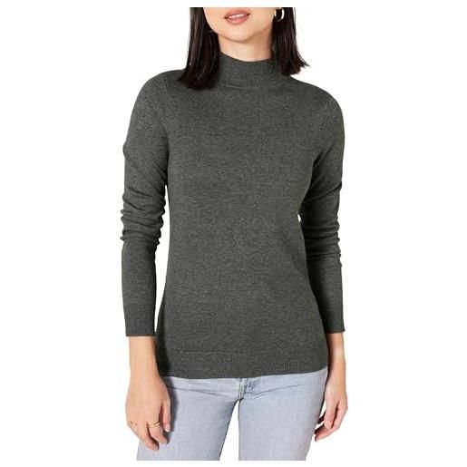 Amazon Essentials maglione leggero con collo a lupetto (disponibile in taglie forti) donna, carbone puntinato, m