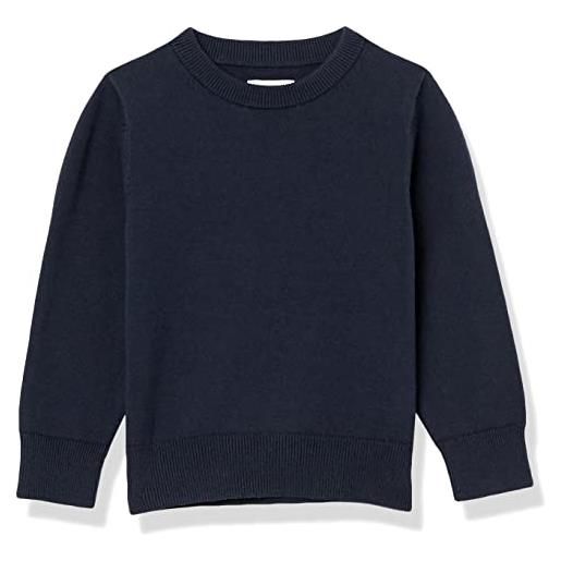 Amazon Essentials maglione girocollo in cotone stile uniforme bambini e ragazzi, nero, 3 anni