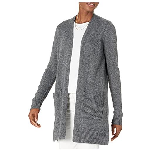 Amazon Essentials cardigan a maniche lunghe in jersey con cuciture a vista sul davanti donna, carbone puntinato, m