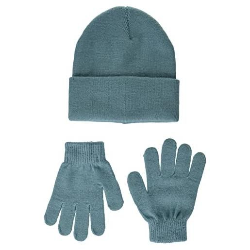 Amazon Essentials kids' beanie and gloves set cappello, verde salvia scuro, taglia unica