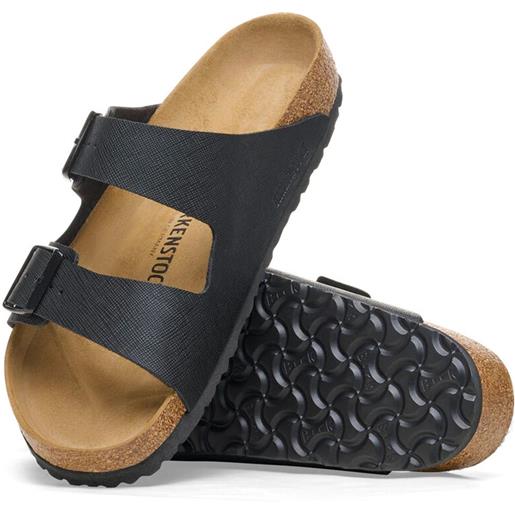 Birkenstock sandali arizona saffiano neri uomo calzata stretta