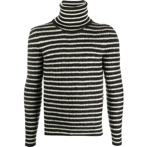 Saint Laurent maglione a collo alto a righe - nero