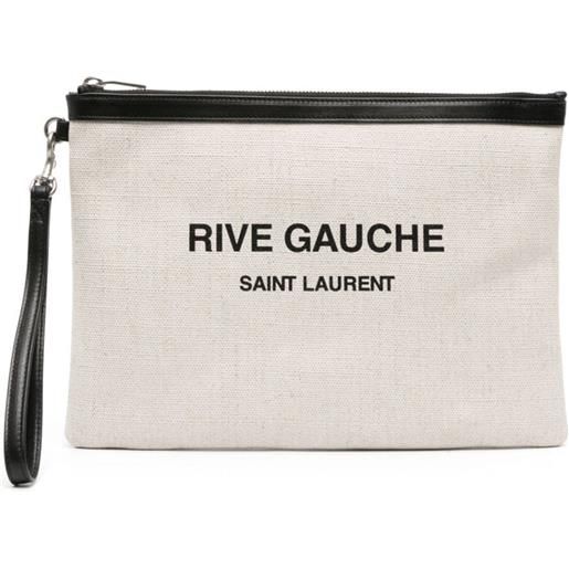 Saint Laurent pouch con logo - toni neutri