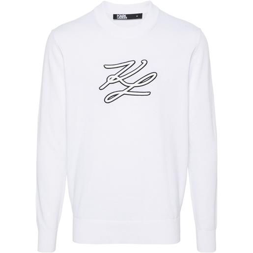 Karl Lagerfeld maglione con ricamo - bianco