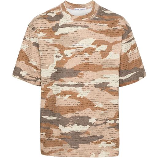 Acne Studios t-shirt camouflage con strass - marrone
