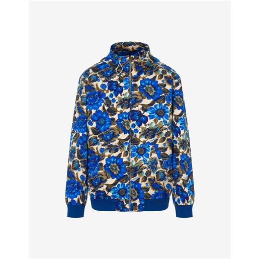 Moschino bomber in bull stretch allover blue flowers