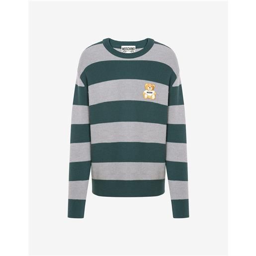 Moschino pullover a righe in lana teddy patch