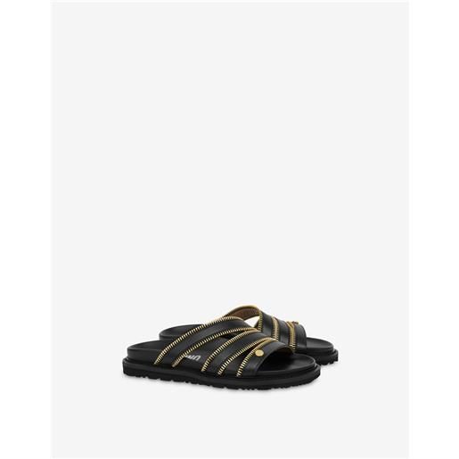 Moschino sandali in vitello shiny zipper details