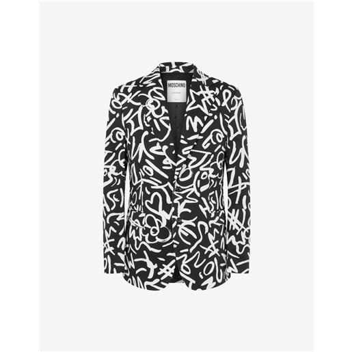 Moschino giacca in popeline scribble print