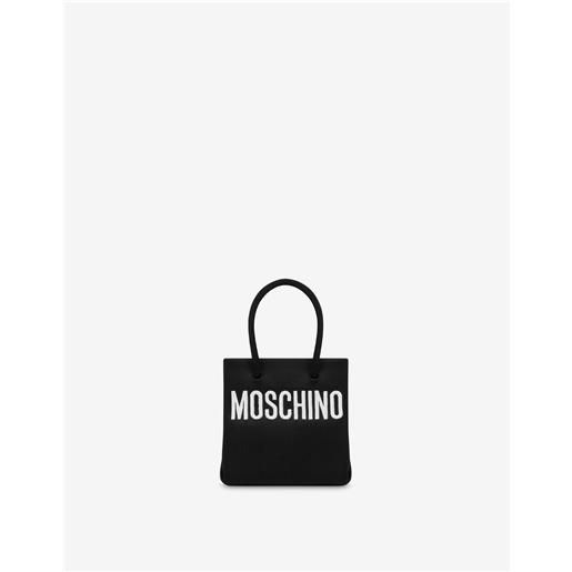 Moschino mini shopper in raso logo embroidery