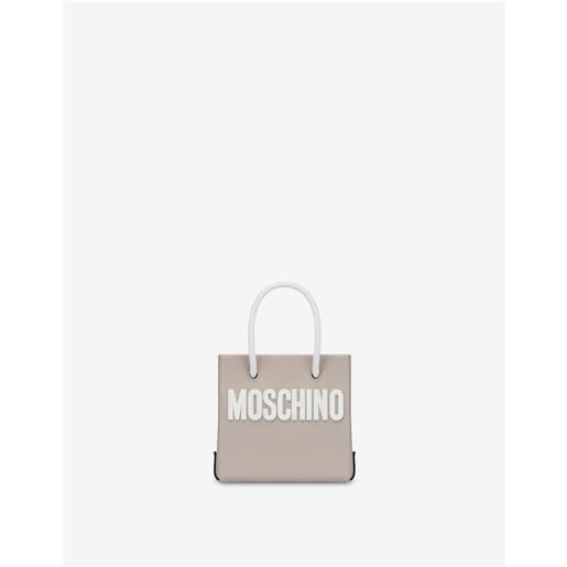 Moschino mini shopper in vitello lettering logo