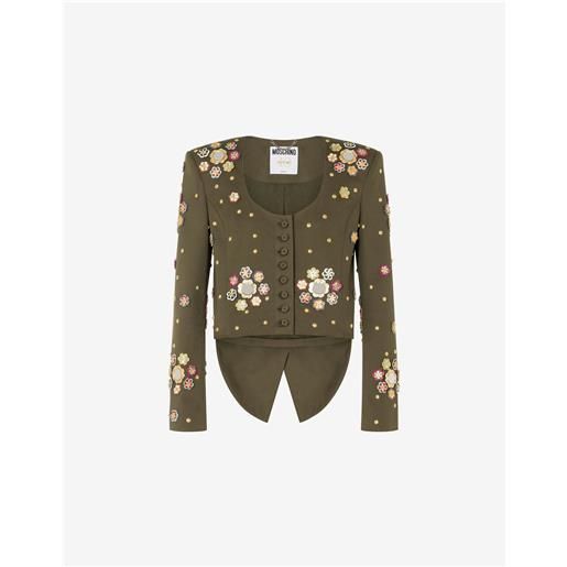 Moschino giacca cropped in tela di cotone flowers