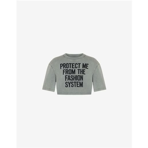 Moschino t-shirt cropped fashion system print