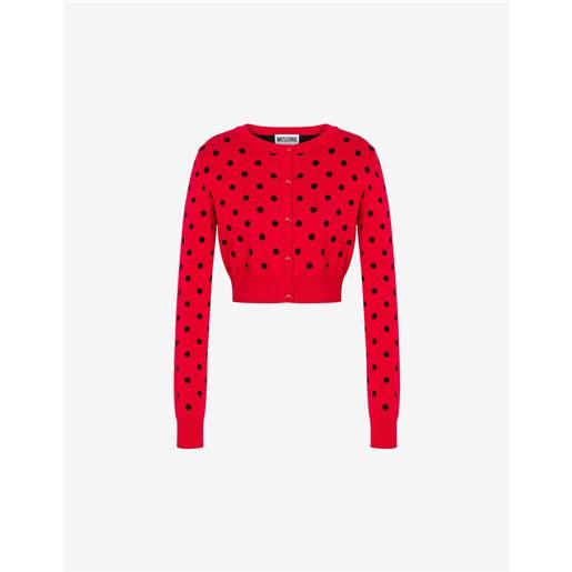 Moschino cardigan cropped in maglia allover polka dots
