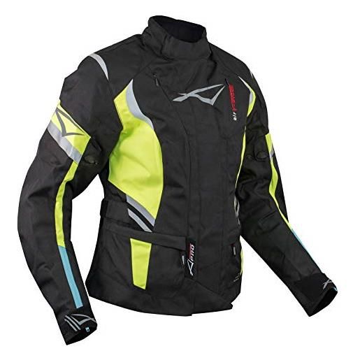 A-Pro, giacca da moto, da donna, con protezioni, termica, impermeabile, fluo, l