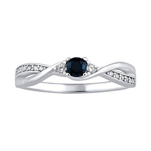 SILVEGO anello da donna in argento 925 con vero zaffiro blu scuro, jjjr1100sap