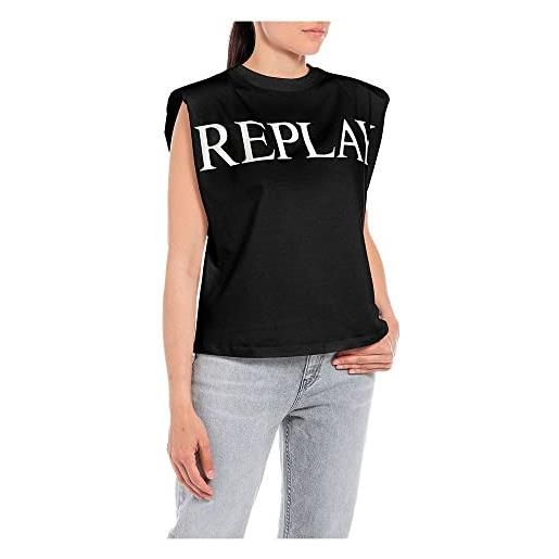 Replay w3568 g t-shirt, 098 nero, xs donna