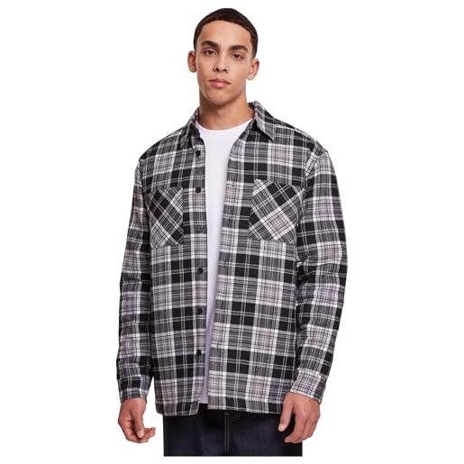 Urban Classics padded checked shirt jacket camicia, black/white, xxl uomo