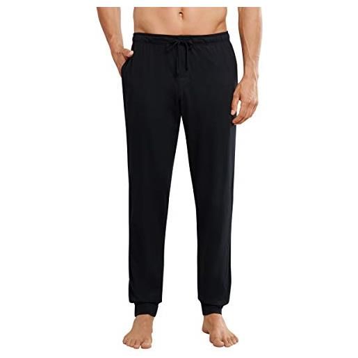 Schiesser mix & relax hose lang bündchen schlafanzughose' pantaloni pigiama, nero (schwarz 000), large (taglia produttore: 052) uomo
