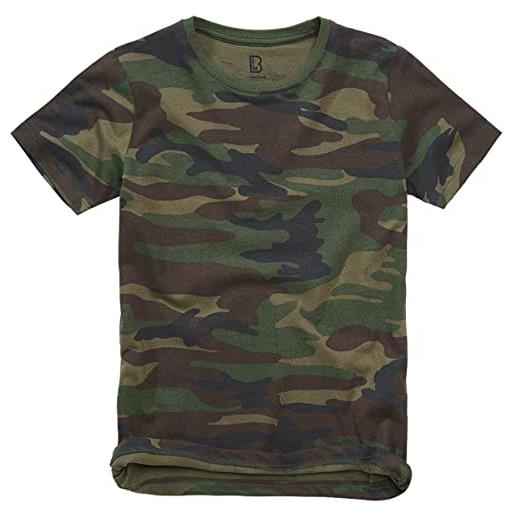 Brandit Brandit kids t-shirt, t-shirt unisex bambini e ragazzi, multicolore (woodland), xl 158