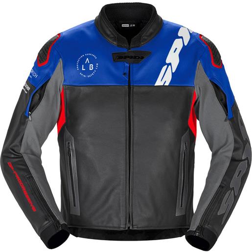 SPIDI - giacca dp progressive leather nero / rosso / blue