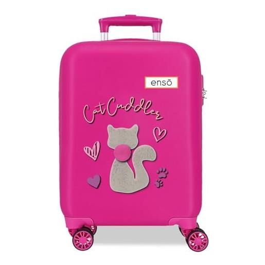 Enso cat cuddler valigia da cabina rosa 33 x 50 x 20 cm rigida abs chiusura a combinazione laterale 28,4 l 2 kg 4 ruote doppie bagaglio a mano, rosa, valigia cabina