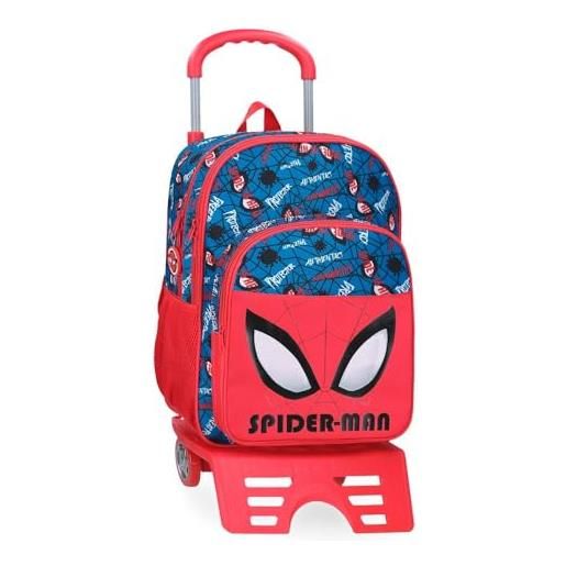 Marvel joumma spiderman authentic zaino scuola con carrello rosso 30 x 40 x 13 cm poliestere 15,6 l, rosso, zaino scuola con carrello
