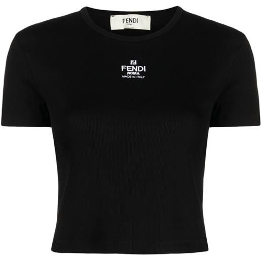 FENDI t-shirt con ricamo crop - nero