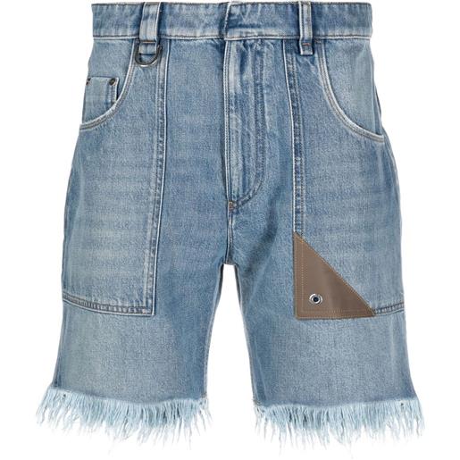FENDI shorts denim con effetto vissuto - blu