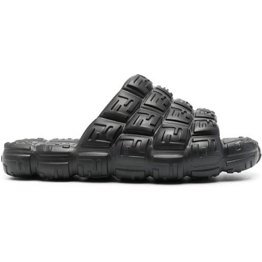 FENDI sandali slides con logo goffrato - nero