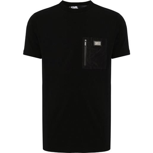 Karl Lagerfeld t-shirt girocollo con placca logo - nero