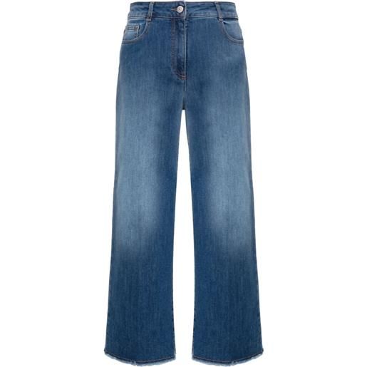 Peserico jeans crop a gamba ampia - blu