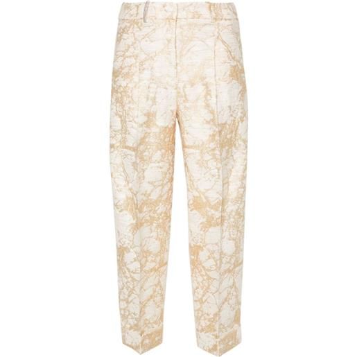 Peserico pantaloni crop con effetto jacquard - oro