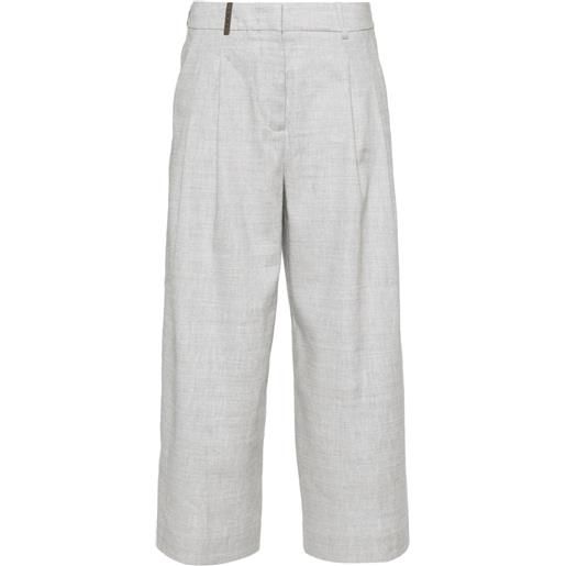 Peserico pantaloni crop a gamba ampia - grigio