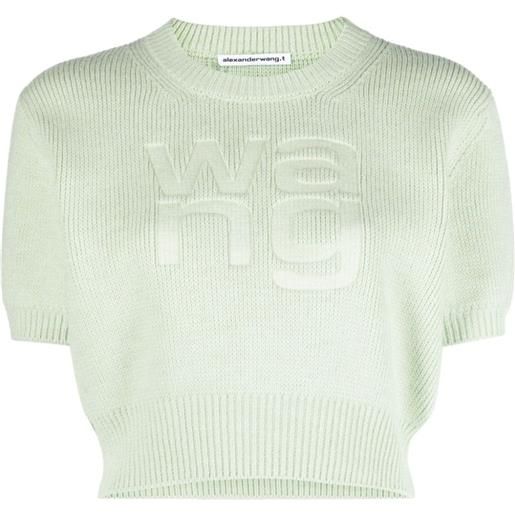Alexander Wang maglione crop con logo goffrato - verde