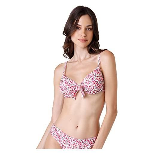 LOVABLE reggiseno ferretto printed knitted micro bikini, rosa e stampa fiori, 38c donna