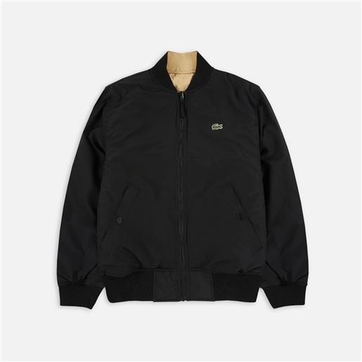 Lacoste reversible quilted bomber jacket black/beige uomo