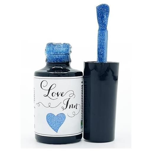 LOVE INN set smalti semipermanenti per unghie - smalto semipermanente, effetto gel unghie (blu + glitter)