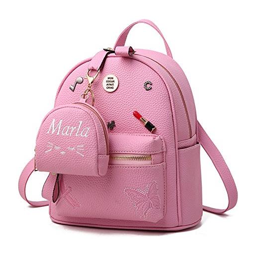 Flada ragazze zaino pu in pelle borse scuola zainetto carino bookbag borsa con piccolo gatto portafogli rosa