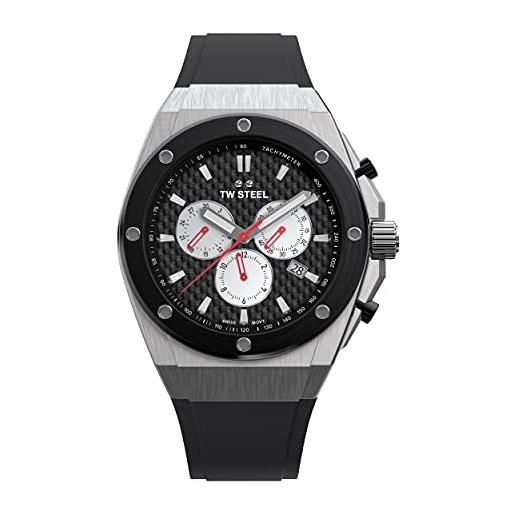 TW Steel ceo tech mens 44mm quartz watch with black dial black silicon strap, and date calendar ce4049
