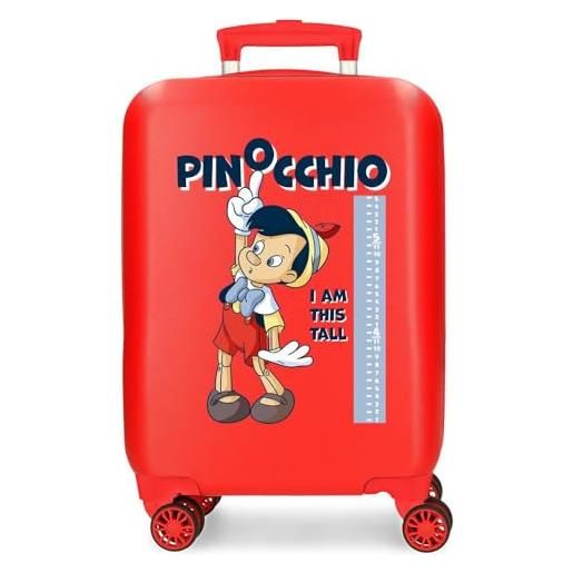 Disney joumma Disney pinocchio valigia da cabina rossa 33 x 50 x 20 cm rigida abs chiusura a combinazione laterale 28,4 l 2 kg 4 ruote doppie bagaglio a mano, rosso, valigia cabina