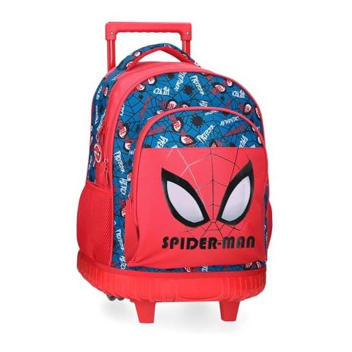 Marvel joumma Marvel spiderman authentic zaino compact 2 ruote rosso 32x43x21 cm poliestere 30,24l, rosso, zaino compact 2 ruote