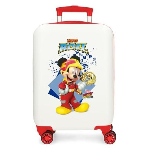 Disney joumma Disney mickey & minnie joy valigia da cabina bianca 33 x 50 x 20 cm rigida abs chiusura a combinazione laterale 28,4 l 2 kg 4 ruote doppie bagaglio a mano, bianco, valigia cabina