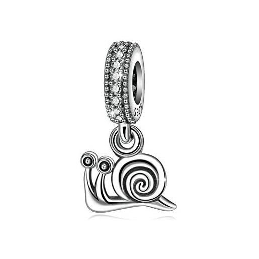 YiRong Jewelry charm a forma di lumaca, in argento sterling 92, con ciondolo portafortuna a forma di animale, per braccialetti pandora (lumaca)