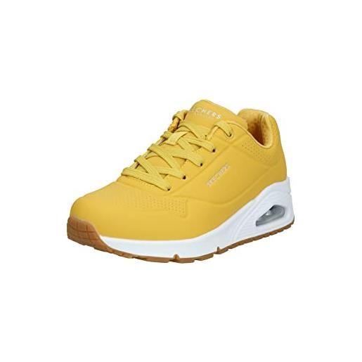 Skechers uno stand on air, sneaker donna, yellow durabuck white midsole, 36 eu