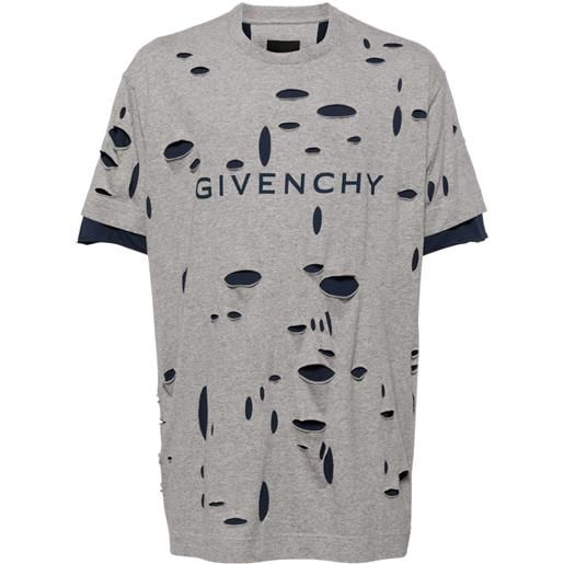 Givenchy t-shirt a strati con effetto vissuto - grigio