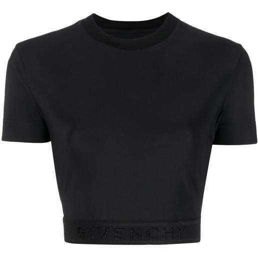 Givenchy t-shirt crop con banda logo - nero