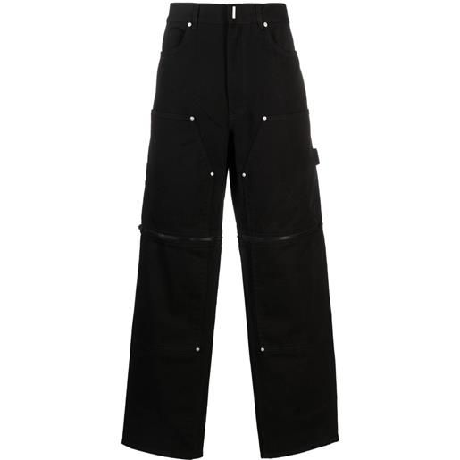 Givenchy jeans a gamba ampia con inserti rimovibili - nero