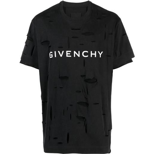 Givenchy t-shirt a coste con stampa - nero