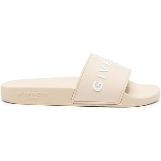Givenchy sandali slides con logo goffrato - toni neutri
